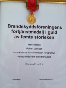 Brandskyddsföreningen, Brandskyddsföreningens förtjänstemedalj i guld av femte storleken, 2014